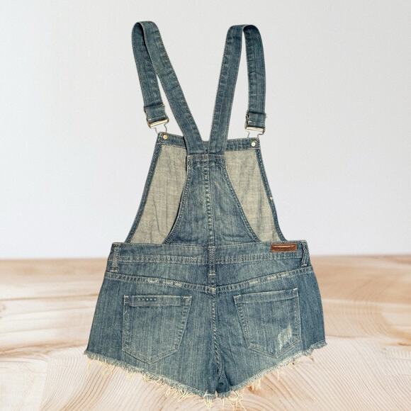 Blank NYC Distressed Frayed Denim Shortalls Size 25 Bibs Womens 100% Cotton Fun - Picture 2 of 10